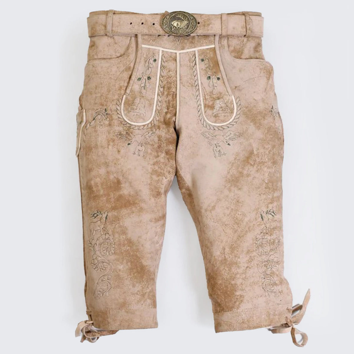 Authentische knielange Lederhose in klassischem Knochenweiß