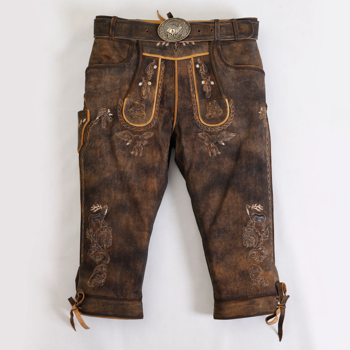 Premium-Lederhose für Herren in Sepia-Rohbraun