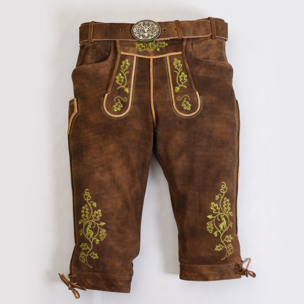Trachten Lederhose Kniebund Shorts in Shanko-Braune