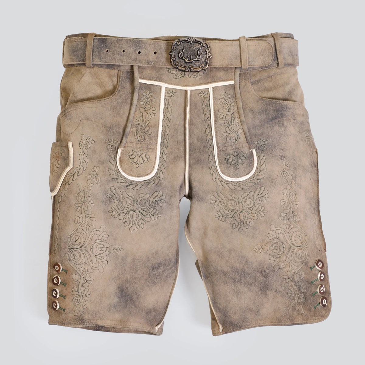 Vintage Lederhose Kurz Braun Rauchgrau