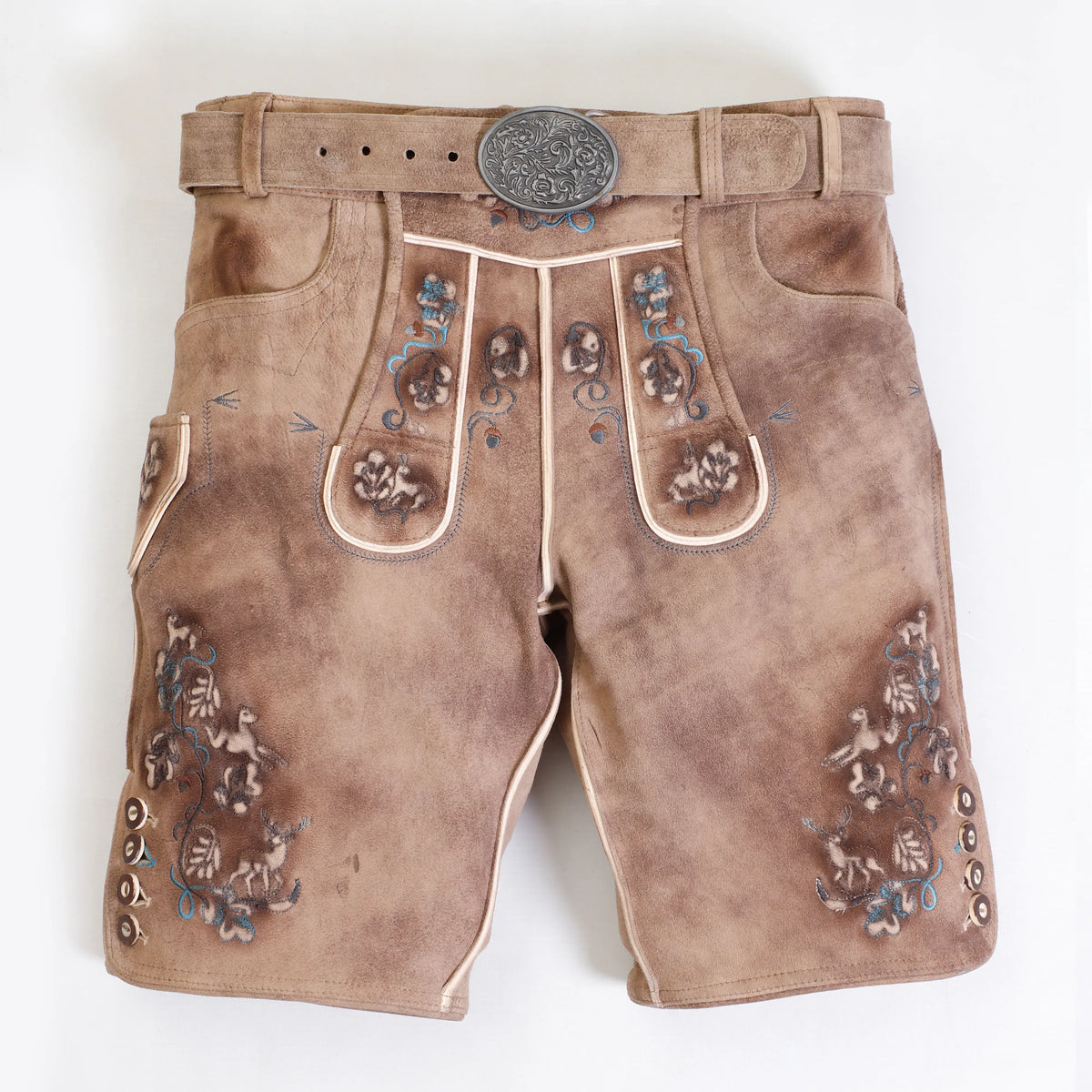 Authentische Oktoberfest Lederhose Rauchbraun