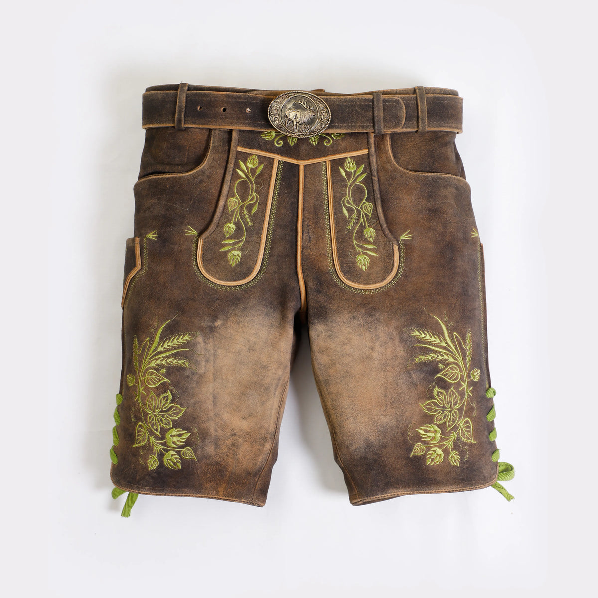 Vintage Lederhose Kurz Sepia Rohbraun